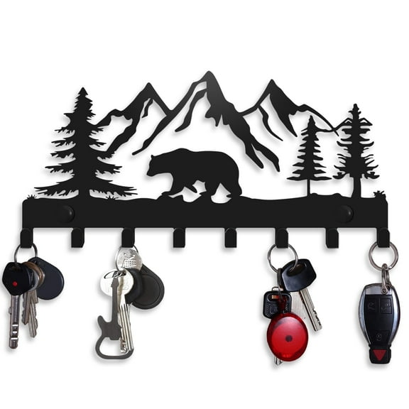 1pc Bear Key Storage Rack With 8 Hooks, Stable Key Holder For Coats, Hats, Clothes, Household Space Saving Storage Organizer For Bedroom, Bathroom, Office, Entryway, Hallway, Home