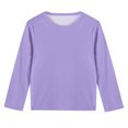thumbnail image 4 of 3-14 Years Girls Solid Shirts Solid Classic Comfy Bottom Shirt Crew Neck Long Sleeve Pullover Tops Casual Sweatshirts, 4 of 5