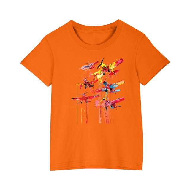 RXIRUCGD 2025 Vêtements d'Été pour Enfants T-shirt Imprimé Mode Mignon Col Rond Manches Courtes