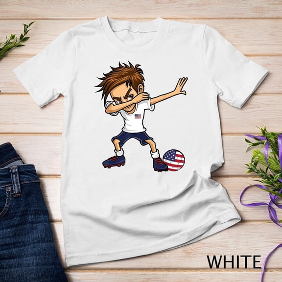 Sam Soft Dabbing Boy United States Football Soccer Jersey Us Flag Unisex T-Shirt