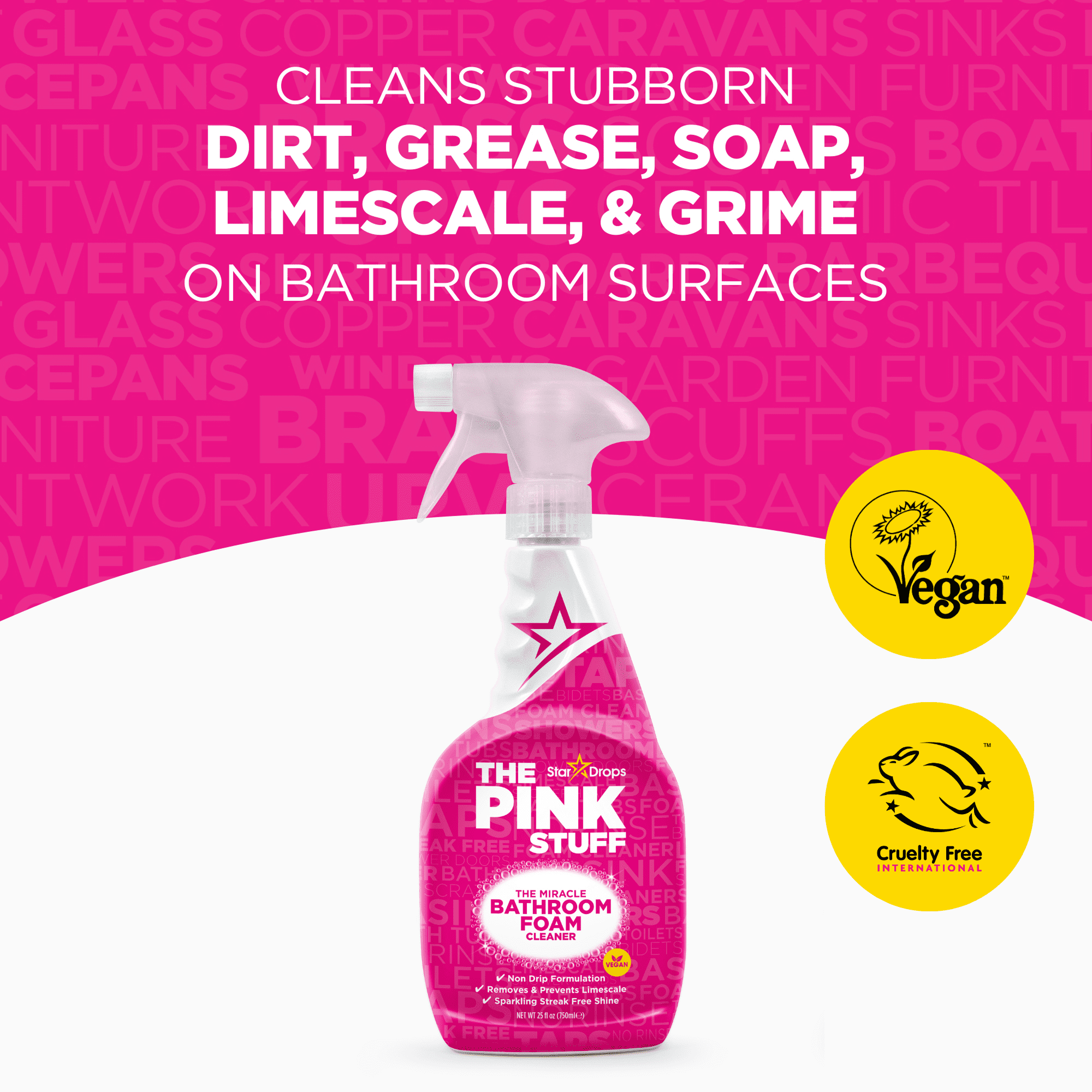 The Pink Stuff, Miracle Bathroom Foam Spray, 2 Pack, 25 fl oz each