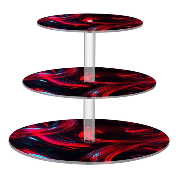 3-Tier Acrylic Cupcake Stand Sturdy Dessert Display Cupcake Tower Cupcake Holder for Party Wedding Outdoor Picnic Red and Black Neon Lights