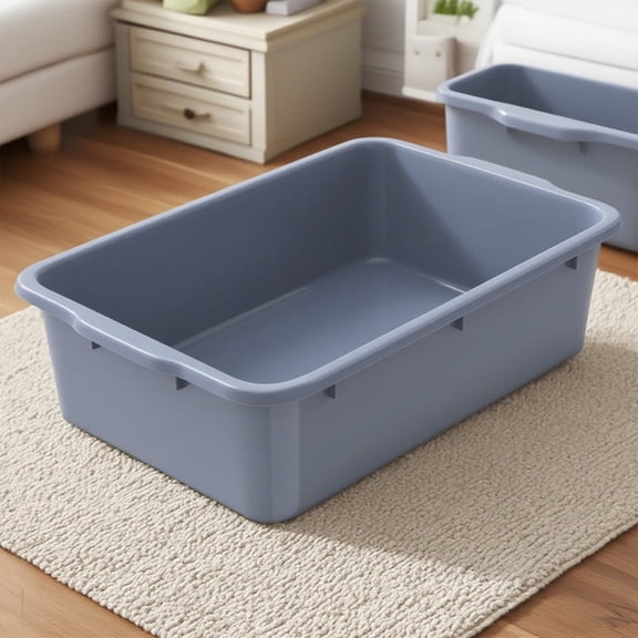 Commercial Gray Plastic Rectangular Washing Bin Bus Tub 24.5" X 16.5" X 7" Dish Tote Box For Kitchen Storage