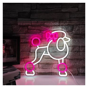 Cute Poodle Dog Neon Animal LED Light Sign For Bedroom Pet Shop Art Wall Decoration Lamp 32cm×32cm