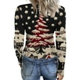thumbnail image 4 of JGNGSHN Women's Long Sleeve Crew Neck Tops Soft Stretchy Fitted Crew Ribbed Knit Blouses Xmas Print Basic Tee Going Out Top, 4 of 7