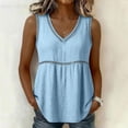 thumbnail image 2 of Womens Summer Tops Trendy Loose Round Neck Lace Patch Oversized Tshirts for Women Blue 2XL, 2 of 8