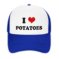 thumbnail image 2 of I Heart Potatoes Love Food Funny Trucker Hat Mesh Cap Unisex Blue, 2 of 5