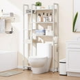 thumbnail image 2 of K Over The Toilet Storage with 7-Tier Bathroom Organizer Shelf, Freestanding Space Saver with Hooks & Adjustable Feet, Storage Rack for Bathroom, Restroom, Laundry, White, 2 of 16
