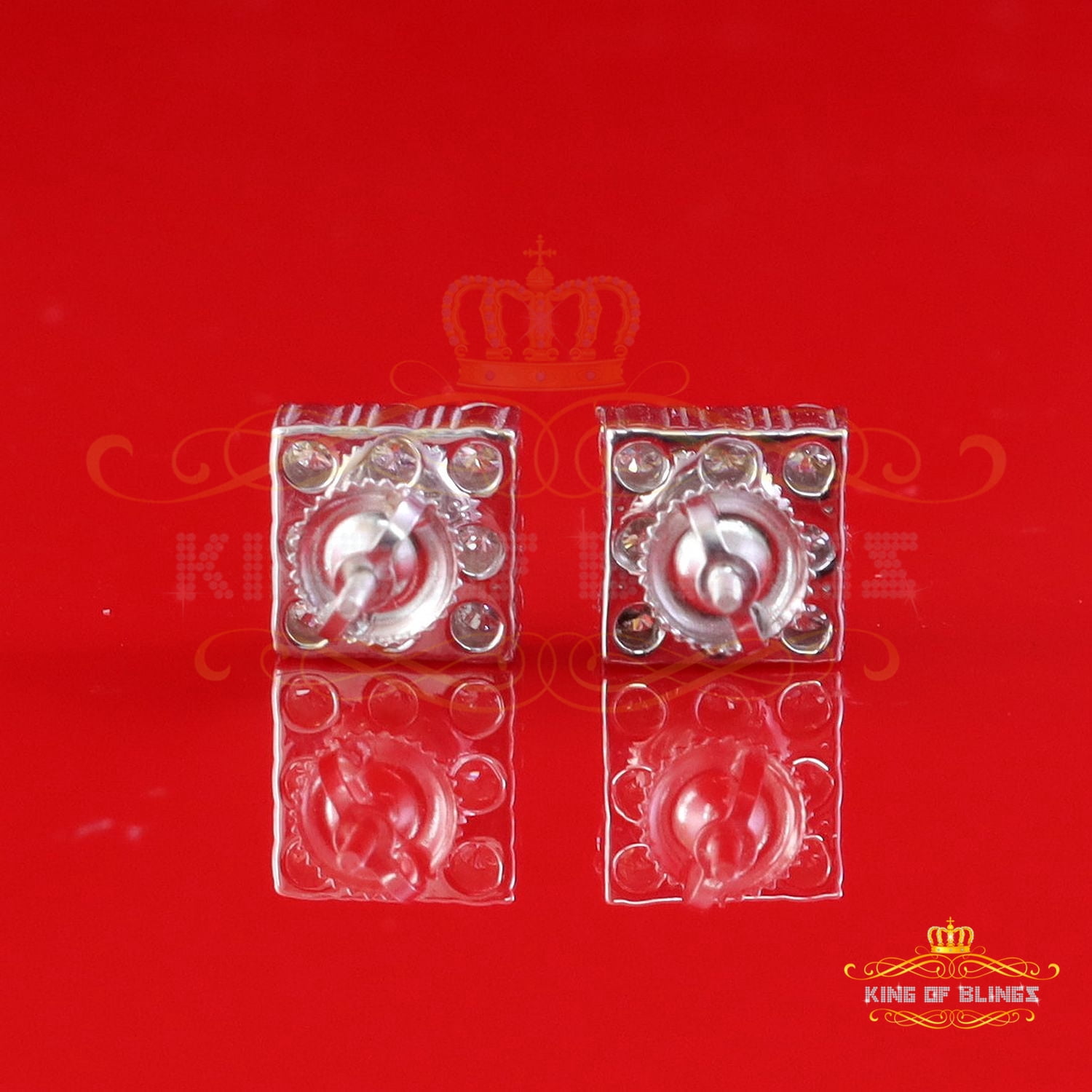 King of Bling's Women's/Men's 925 Silver White 2.00ct VVS 'D' Moissanite 9 stone Stud Earrings