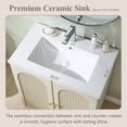 thumbnail image 6 of SinCiDo 30 Inch Bathroom Vanity with Sink, Arched Bathroom Vanity Cabinet with Ceramic Basin, Modern Fluted Bathroom Vanity w/Adjustable Shelf, 6 of 7