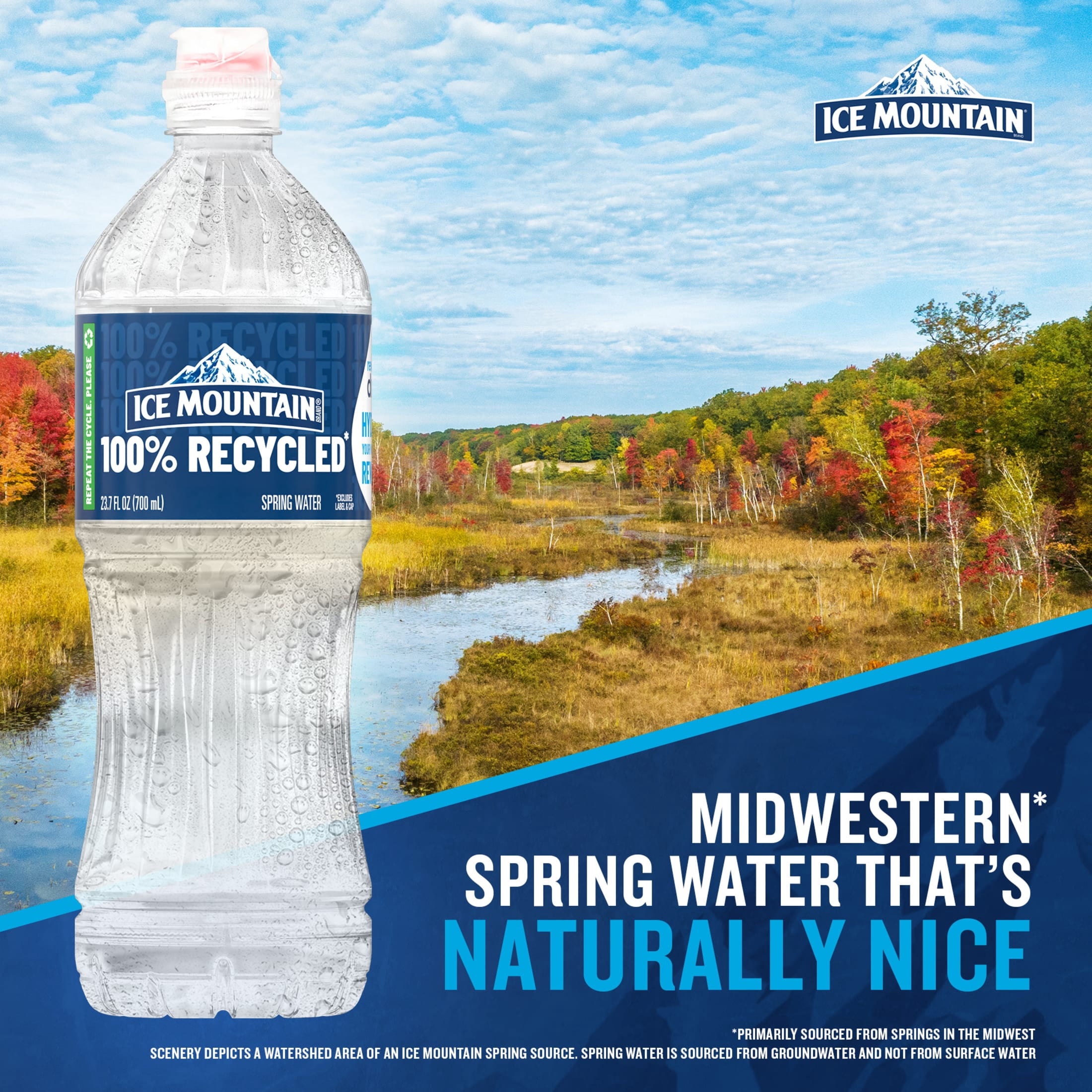 Ice Mountain Spring Water, 23.7 Fl Oz, 6-Pack Plastic Bottles