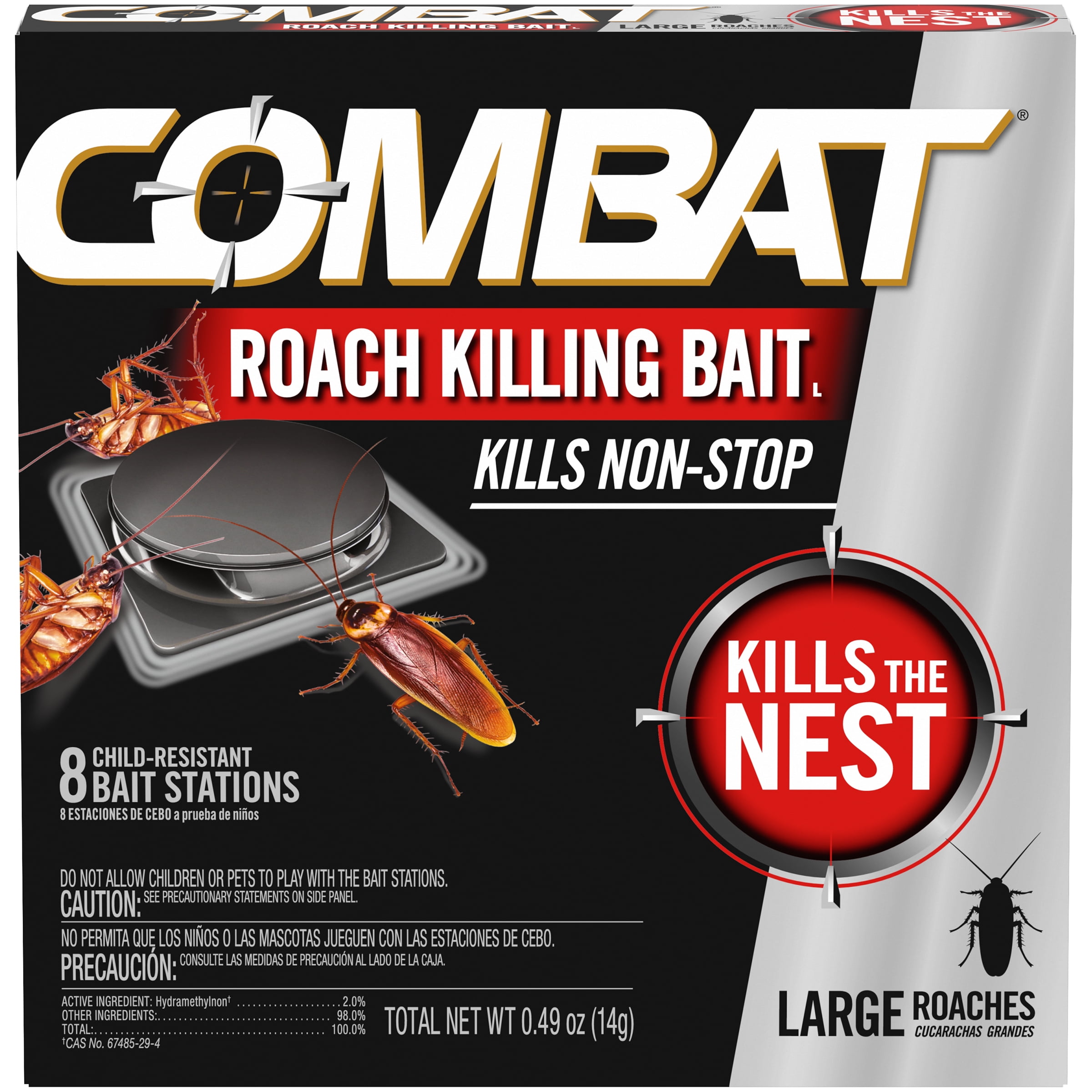 Combat Roach Killing Bait, Large Roach Bait Station, Kills the Nest