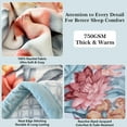 thumbnail image 4 of WOOW DEPOT Thick Fleece Twin Bed Blanket Reversible, 1 PCS Peony Flower Printed 59" x 78.7" Soft Warm Mink Blanket Luxurious 4.41 lb Heavy, Blue, 4 of 8