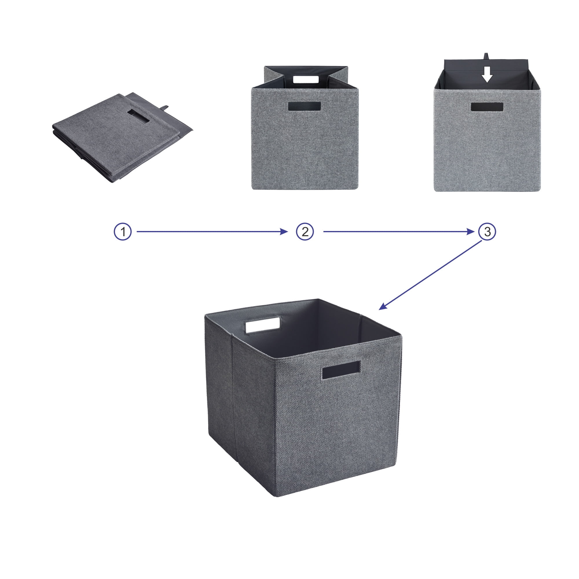 Better Homes & Gardens Fabric Cube Storage Bins (12.75" x 12.75"), Gray Textured, 2 Pack