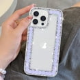 thumbnail image 3 of for iPhone 14 Pro Max Bling Case with Strap, Luxury Glitter Rhinestone Diamond Crystal Sparkle Rose Flower Floral Bracelets Soft Bumper Protective Case Cover for Women Girls Purple, 3 of 14