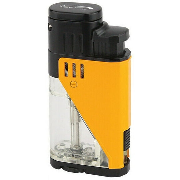 Yellow Lacquer Vector Twister Dual Flame Jet Torch Cigar Butane Lighter - 9311