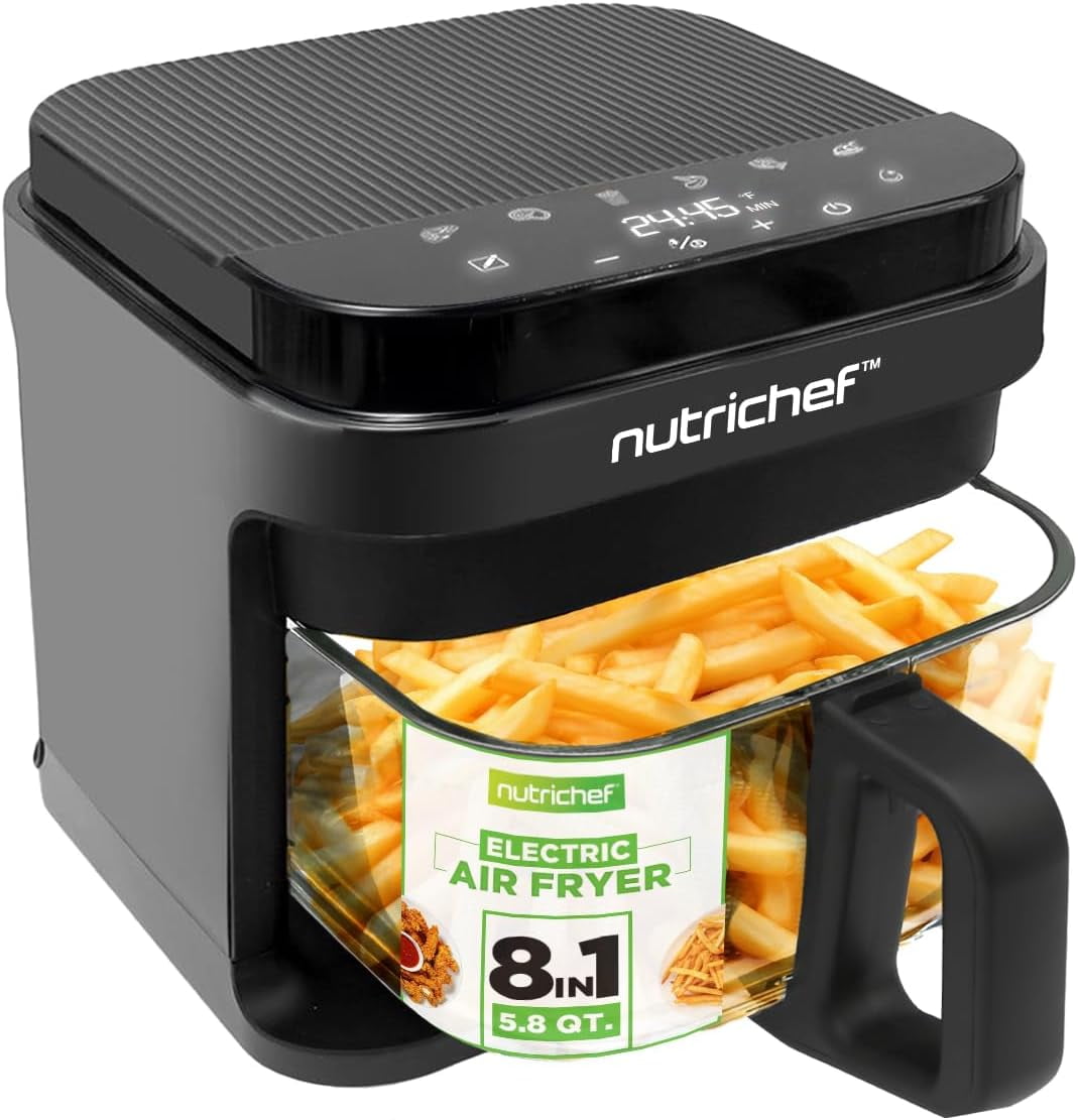 Gourmia 7-Quart Digital Air Fryer with Glass Basket and 12-One