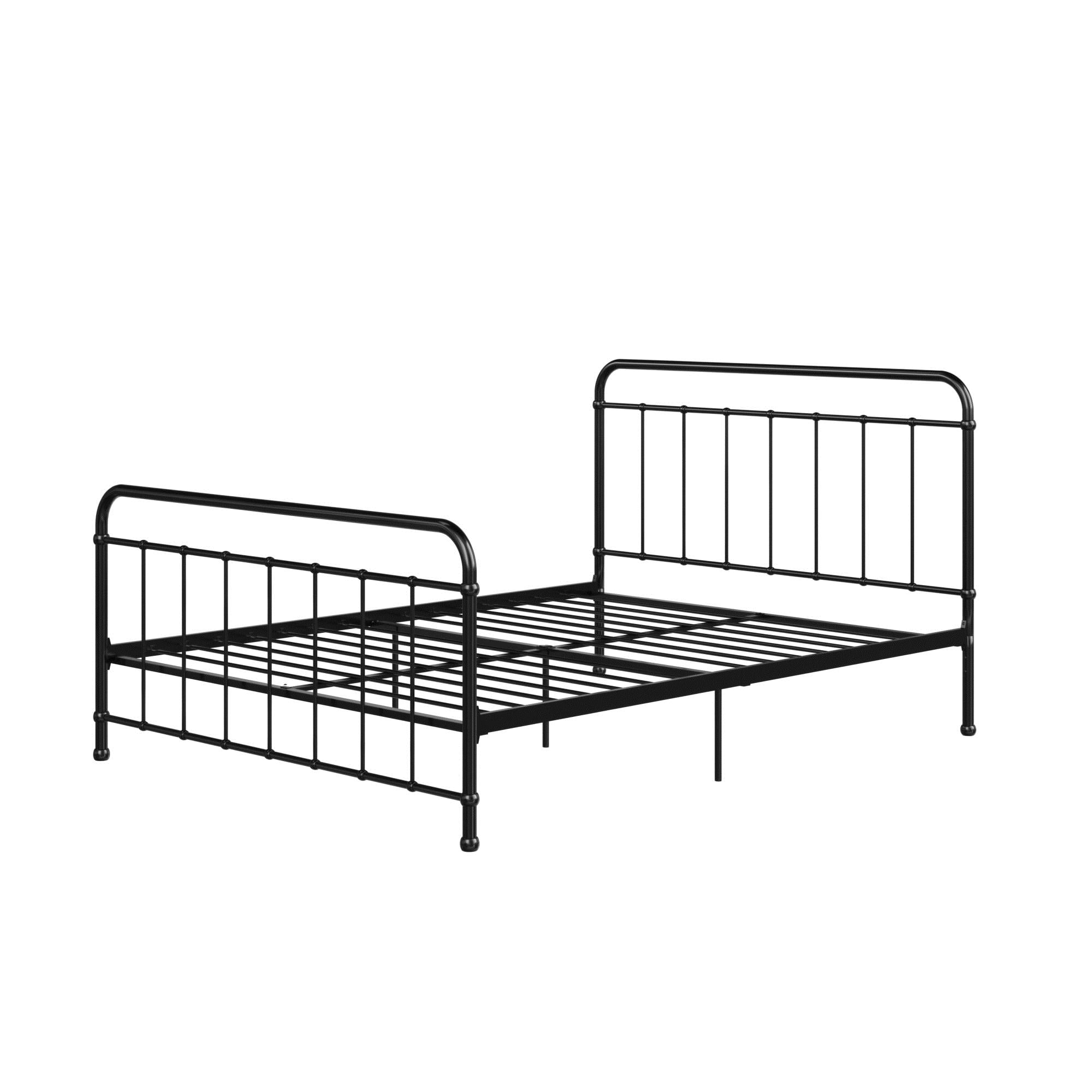 Woven Paths Brooklyn Iron Metal Platform Bed, Queen, Black