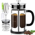 thumbnail image 1 of YMMIND Cafetera de prensa francesa (34 oz, 1 cuarto de galón, 5-6 tazas), prensa de café, con sistema de 4 filtros, vidrio de borosilicato de espesor resistente al calor, regalos de tetera de café frí, 1 of 5
