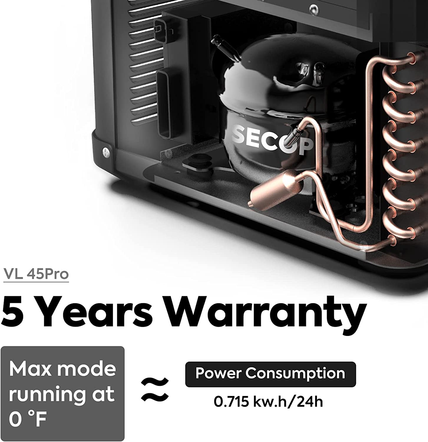 ICECO VL45 ProS 45L Portable Refrigerator Multi-Directional Lid Dual USB & DC 12/24V AC 110-240V