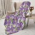 thumbnail image 3 of Rateoe Violets Flowers Pattern Flannel Throw Blanket, Ultra-soft Blanket for Bed, Couch, Car, Hypoallergenic Anti-pilling blanket-60"x50"(Vertical), 3 of 6