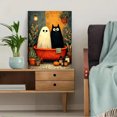 thumbnail image 5 of Ghost and Black Cat Bathtub Canvas Art, Cozy Spooky Halloween Bathroom Wall Decor, 5 of 8