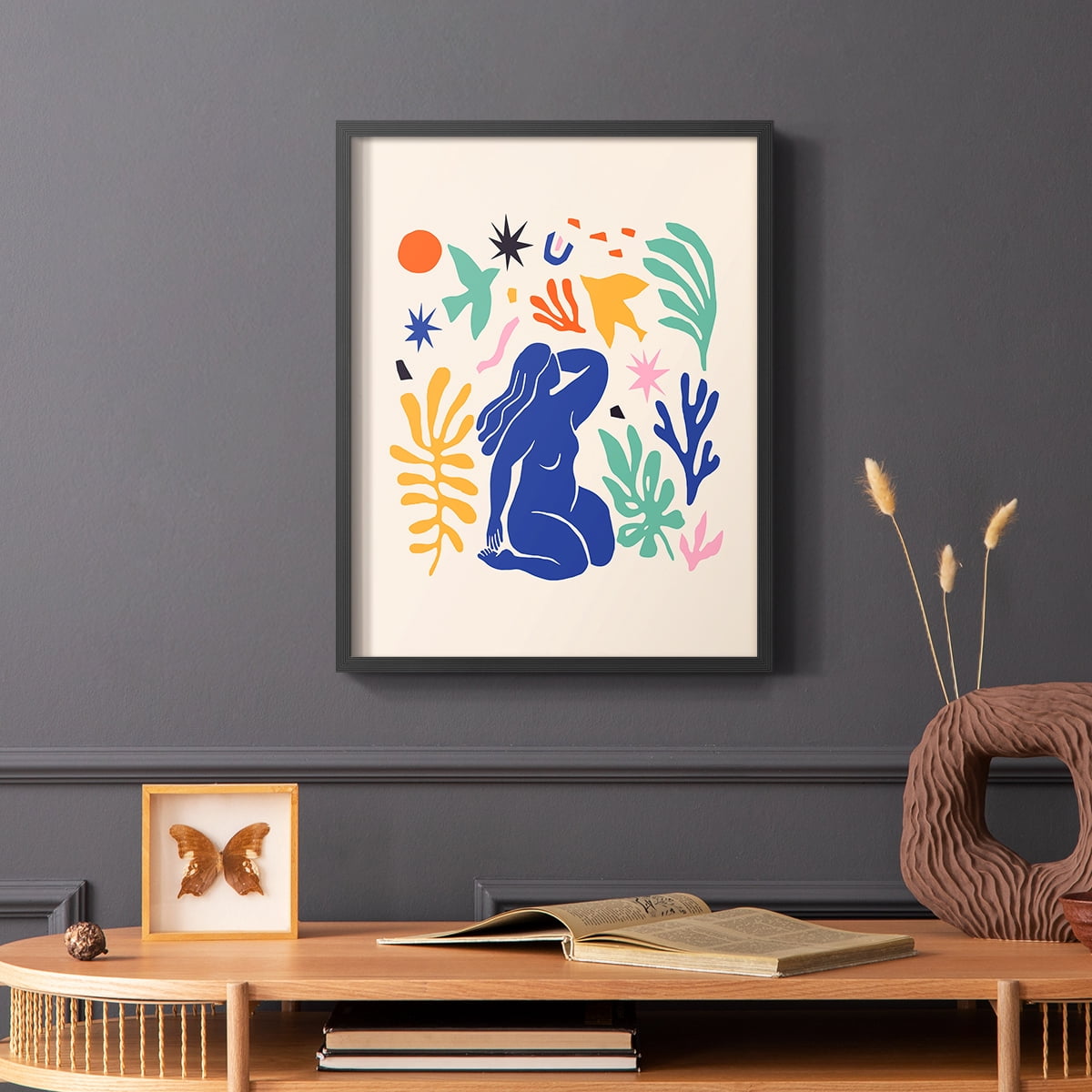 Matisse CDXLV in Black Solid Wood Framed Print No Nail Hanging