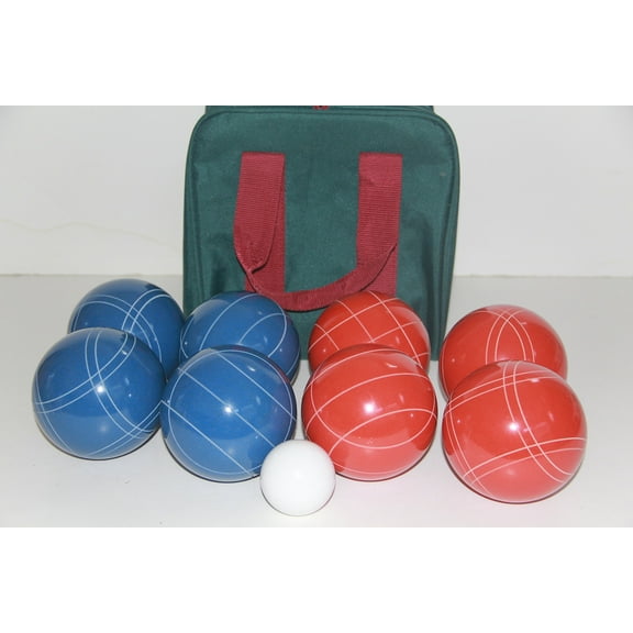 Italian/American Made, 110mm EPCO Bocce Set - Rustic Blue/Orange Balls and Green/Maroon Bag