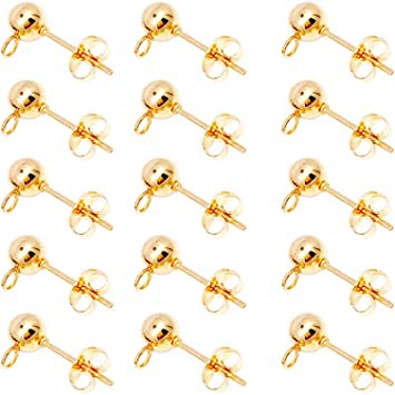 Huwujiu 100pcs Ball Earring Studs With 100pcs Butterfly Earring Backs Kc Gold Round Ball Earring Hypoallergenic Ear Pins Spherical Earrings Earring Studs For Jewelry Making Diy Earring Walmart Com Walmart Com