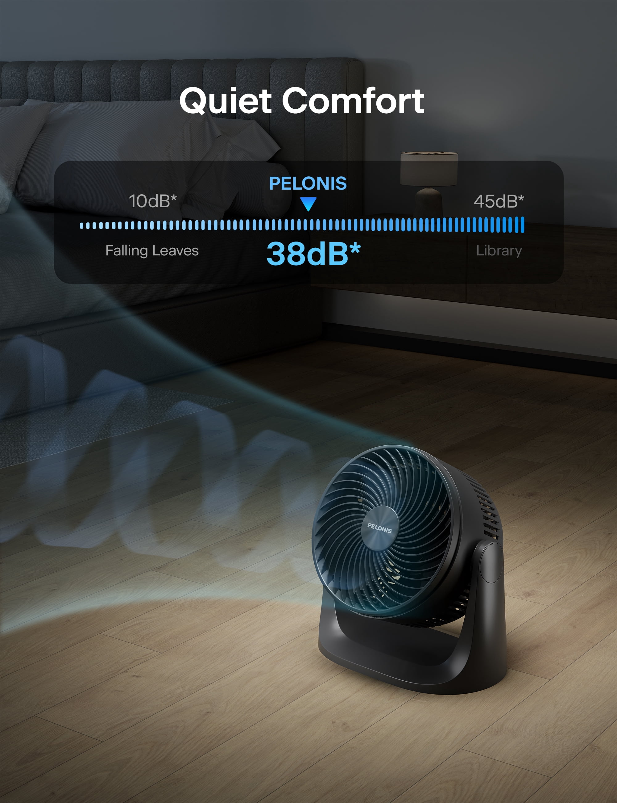 Pelonis 7" Vortex Portable Air Circulator with 100 Tilting Fan Head, PSFT07M3TBB, New, Black