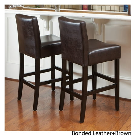 Whitney Brown Leather Bar Stools Set, Real Leather Bar Stools Canada