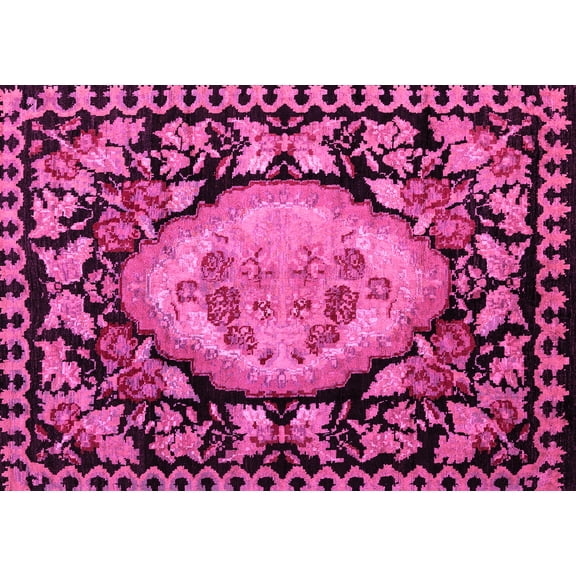 Ahgly Company Indoor Rectangle Medallion Pink French Area Rugs, 5' x 7'