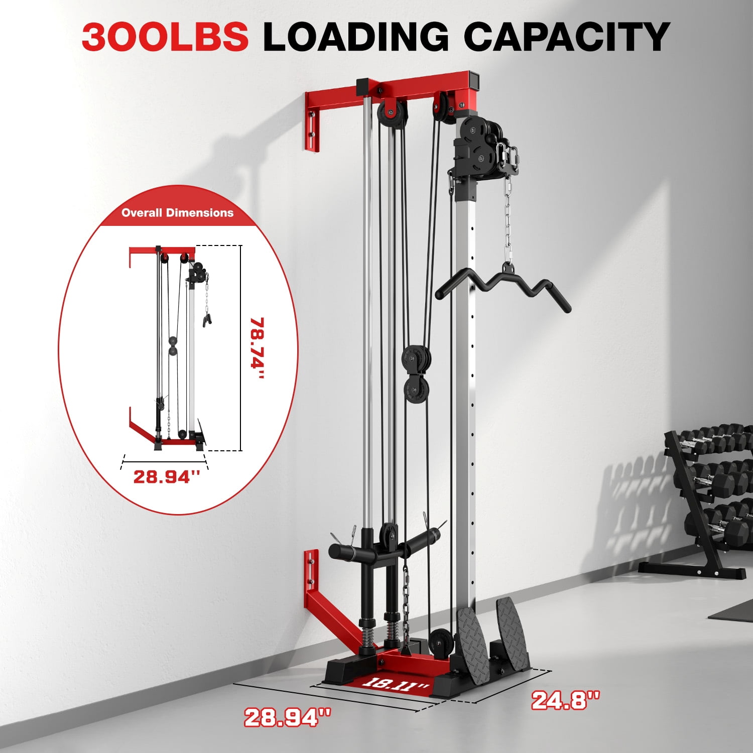 ALLVIATE Cable Crossover Machine,Lat Pull Down Machine,Wall Mounted Pulley Tower functional trainer with Adjustable Dual Pulley System, Lat Pulldown Cable Training for Home Gym Fitness