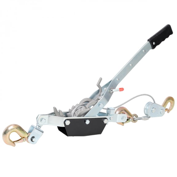 2 Ton Hand Winch Puller Double Gear Ratchet System 3 Drop-forged Hooks 12FT Steel Cable Heavy-duty Power Cable Puller Silver