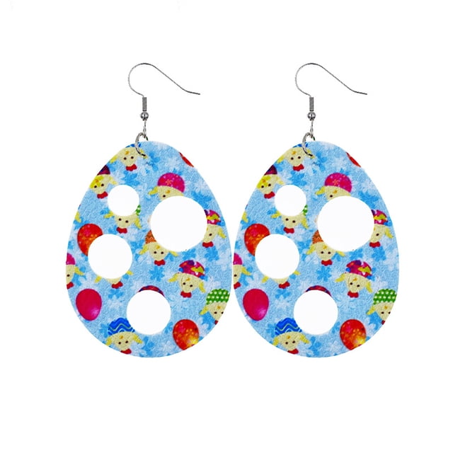 Creative Easter Leather Earrings Colorful Eggs Party Rabbit Happy Easter Day Decor Bunny Ester Parti Girls Gifts, Style 1