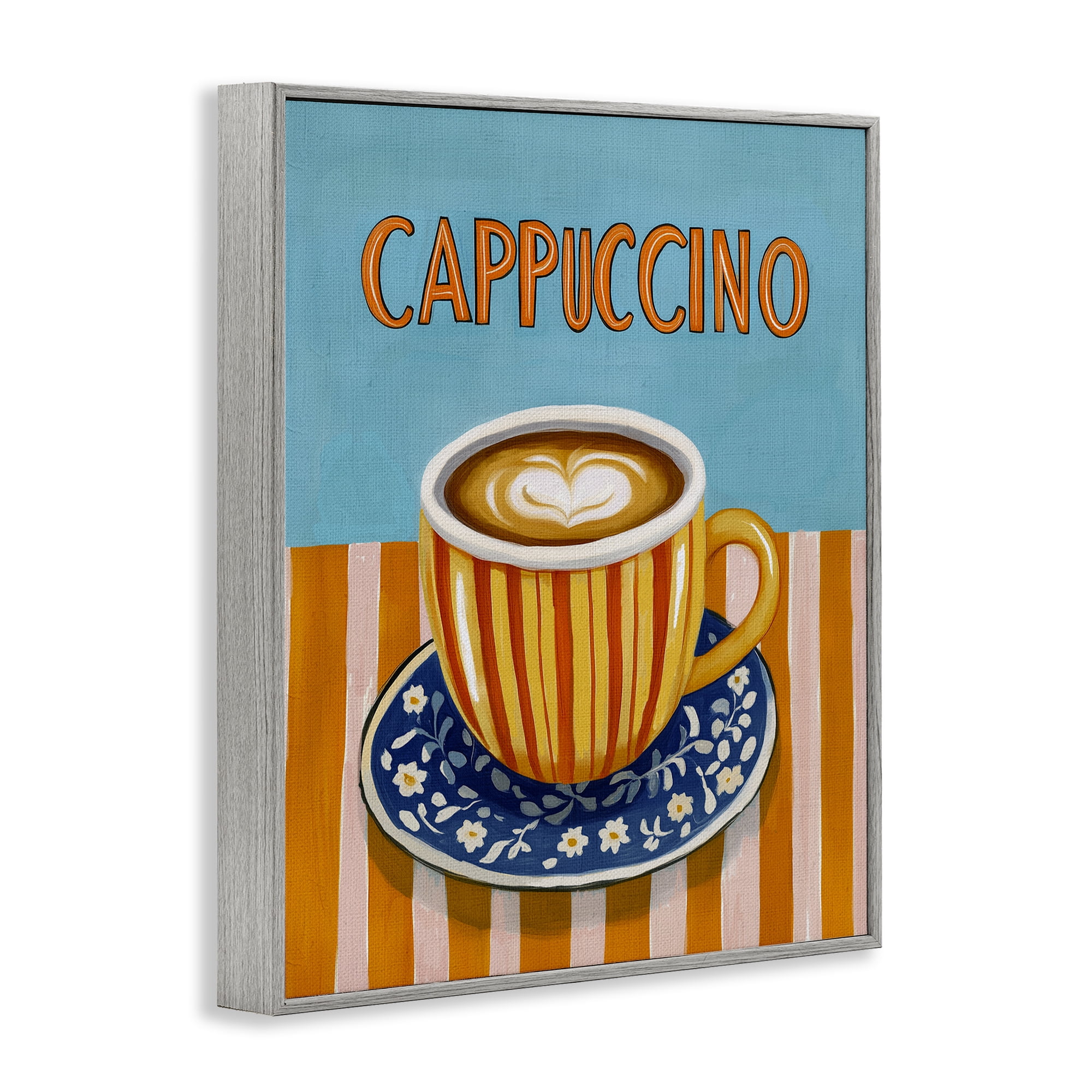 Stupell Industries Cappuccino Stripes Blue & Orange Gray Framed Giclee Art, design by Yen