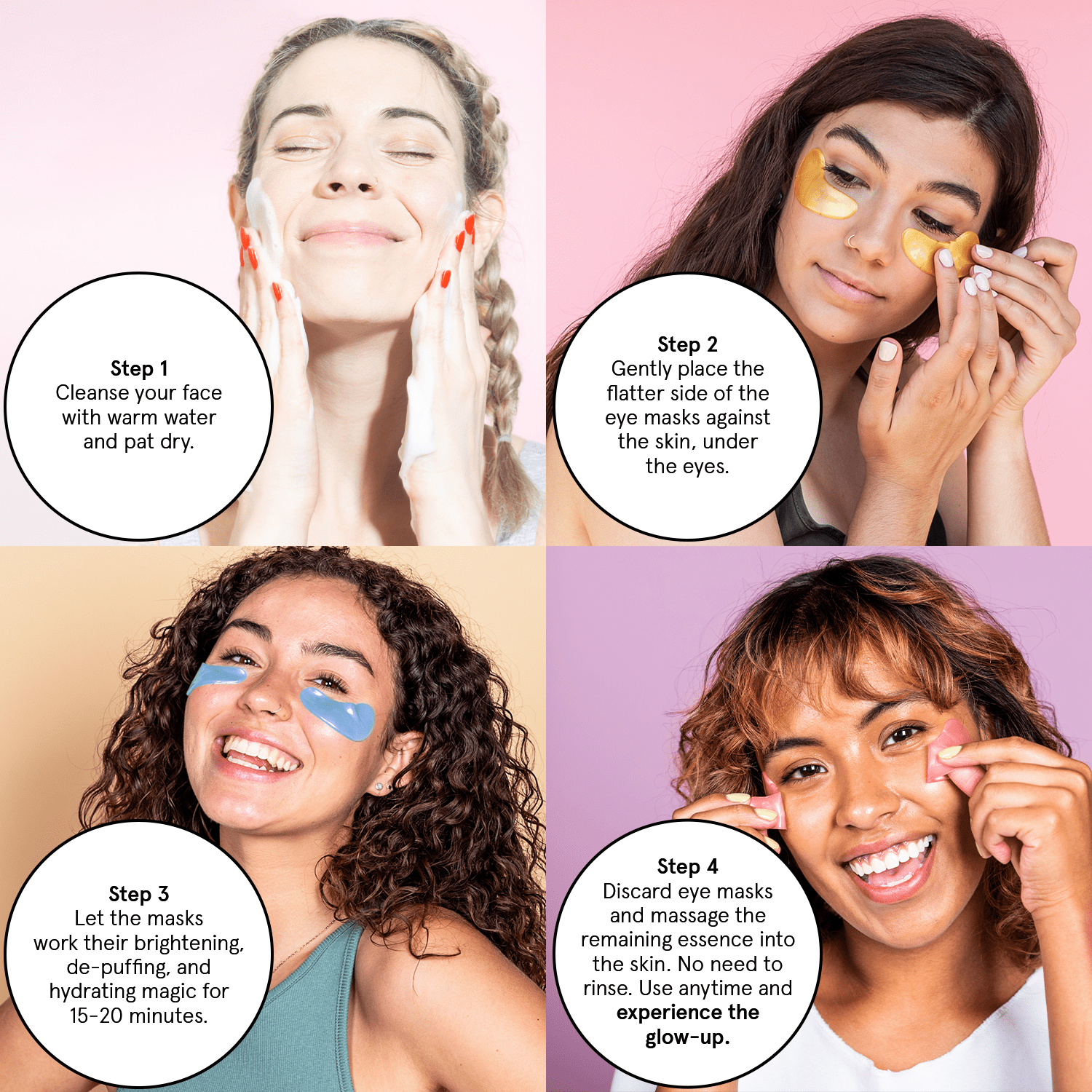 Grace & Stella Holiday Eye Mask Trio 12 pairs (4 Gold, 4 Pink, 4 Blue)