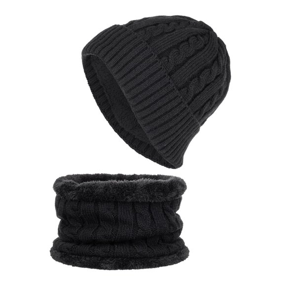 kaondbfi Outdoor Travel Essentials Accessories Beanie Hats for Women and Men Winter Plus Velvet Thickened Earmuffs Hat and Scarf 2-Pieces