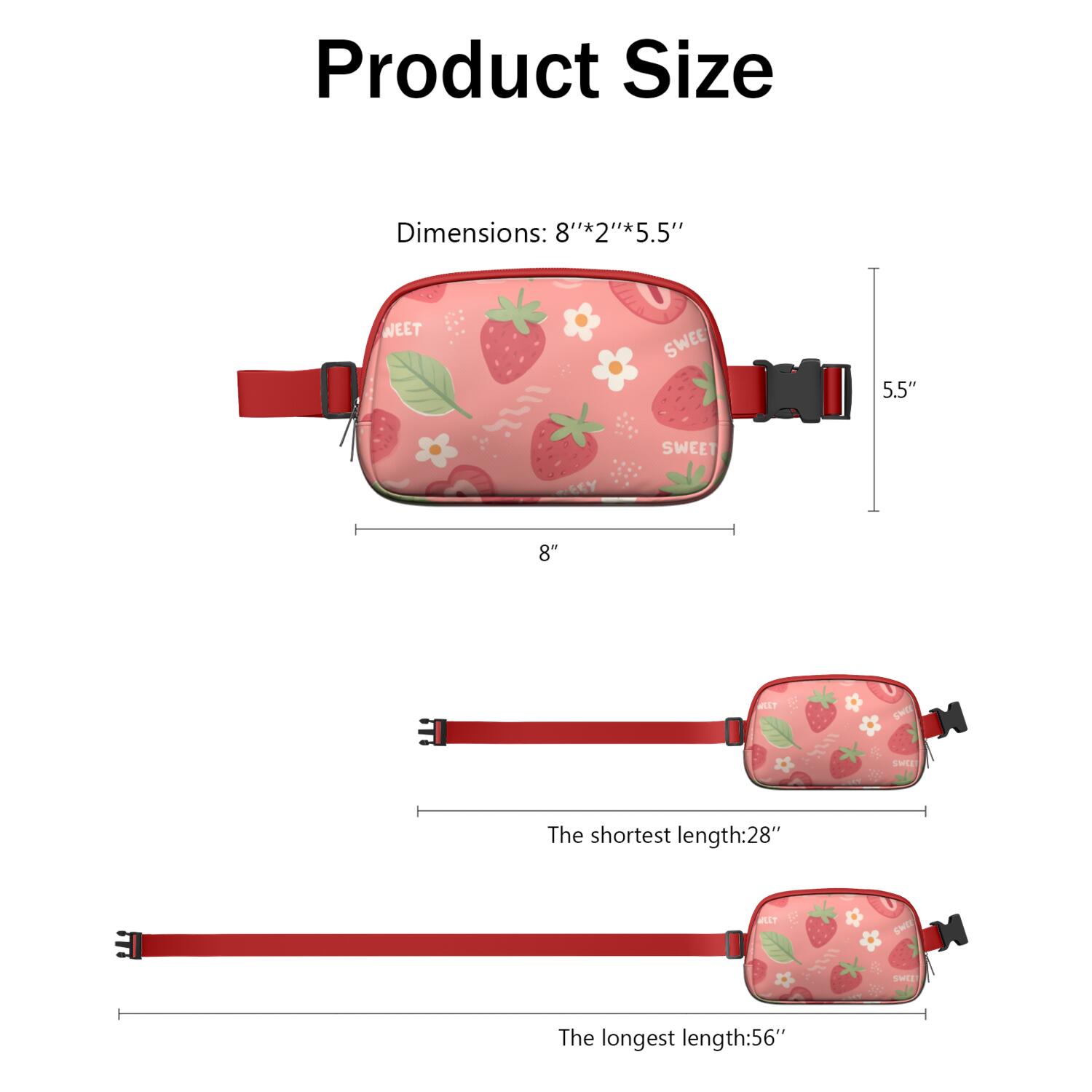 Crossbody Fanny Pack for Sports Enthusiasts Commuters Waist Bag & Hip Bum Bag with Adjustable Strap for Outdoors Workout Traveling Strawberry Sporty Waist Pack
