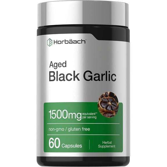 Aged Black Garlic 1500 mg | 60 Capsules | Fermented Extract | by Horbaach
