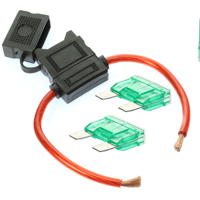 (1) 8 Gauge MAXI Inline Fuse Holder Fuseholder with cover and (2ea 30