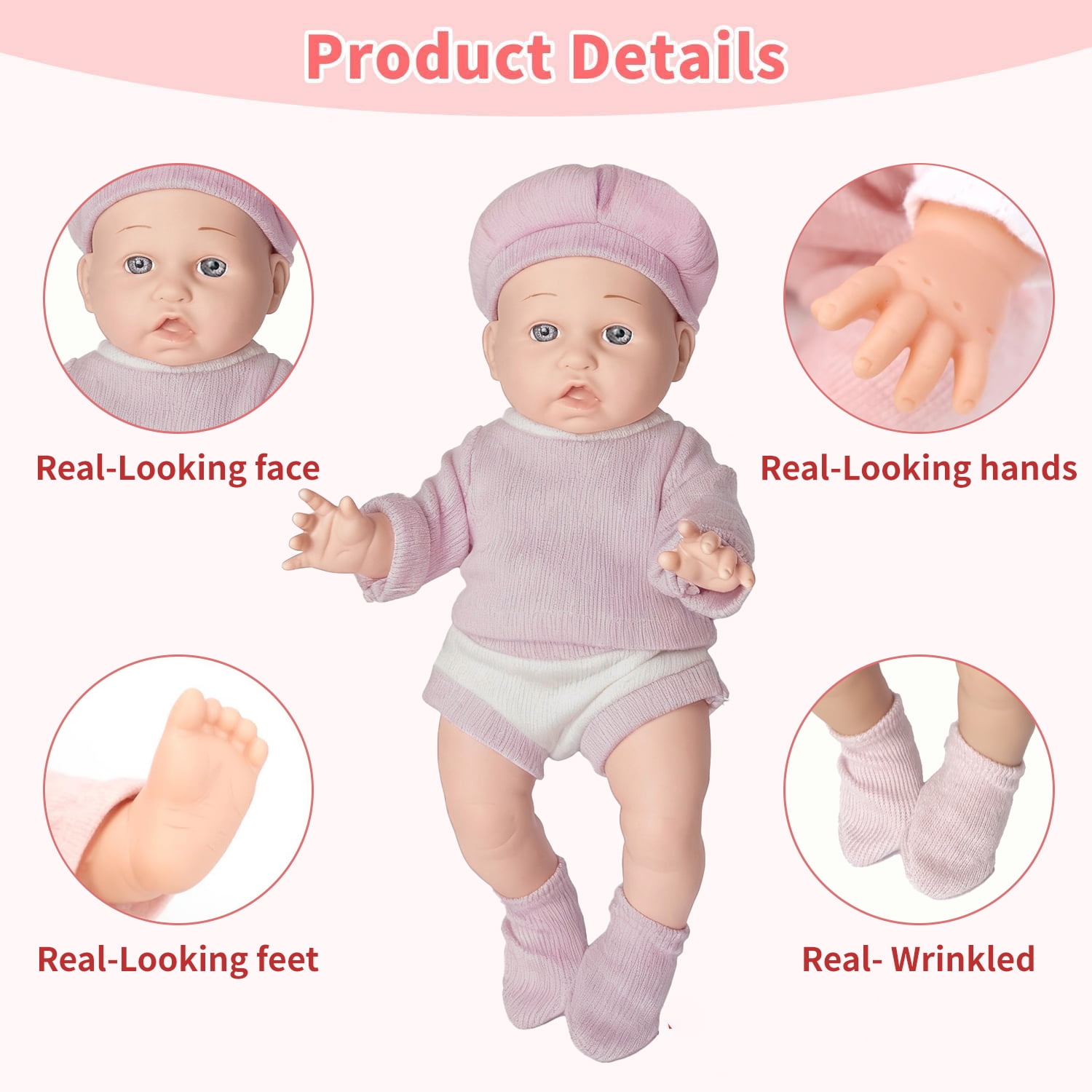 LINXUXIE Baby Doll Set, 12 Inch Realistic Soft Baby Doll with Pacifier & Nursing Bottle & Washable Quilt, Baby Doll Toys for Kids 3-5 4-6 5-7 Gifts