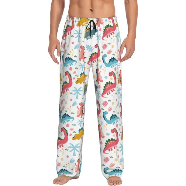Balery Dinosaur Pantalones de pijama para hombre, pijama ultraligero, pantalón de descanso-XX-Large