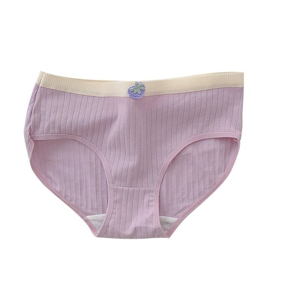 FFENYAN Teen Girls 9-16 Years 100% Cotton Mid-Rise Briefs with Strawberry Print Antibacterial Breathable Underwear Stretchy Waistband for School Daily Wear
