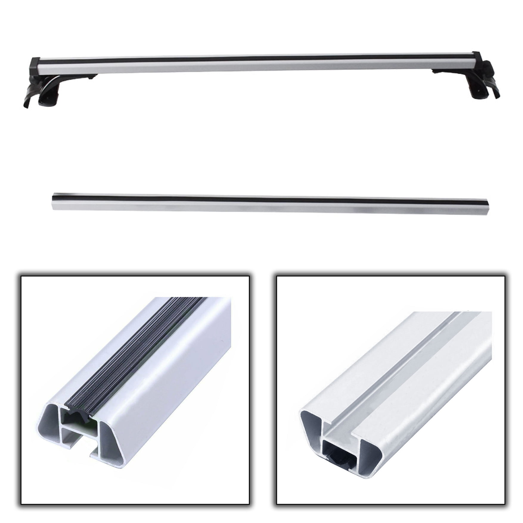 SHZAITOR Universal 48" Roof Rack Cross Bars 330LB Capacity Aluminum Luggage Cargo Carrier w/ 3 Types Clamps Silver