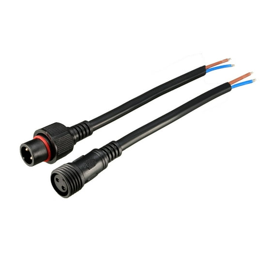 Male Female 2P Waterproof Connector Cable Black for Strips Light