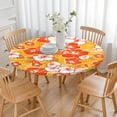 thumbnail image 3 of Pioneer Flower Floral Print Pattern Round Fitted Tablecloth with Elastic Edge,Dining Table Cover Waterproof,Outdoor Round Tablecloth for Camping,Dining,Indoor and Outdoor, 3 of 7