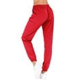 thumbnail image 5 of Minty Mint, Women's, Solid Stretch Medical Uniform Scrub Set V Neck Top Cargo Tapered Jogger Pants, Red, S, 5 of 5