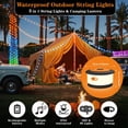 thumbnail image 3 of TOHETO Camping Lights, 3-in-1 Outdoor Camping String Lights with 19 Lighting Modes, 32.8FT 2200mAH Rechargeable IPX4 Waterproof Hanging Lights for Tent, Yard, Hiking & Decoration, Black Orange, 3 of 14