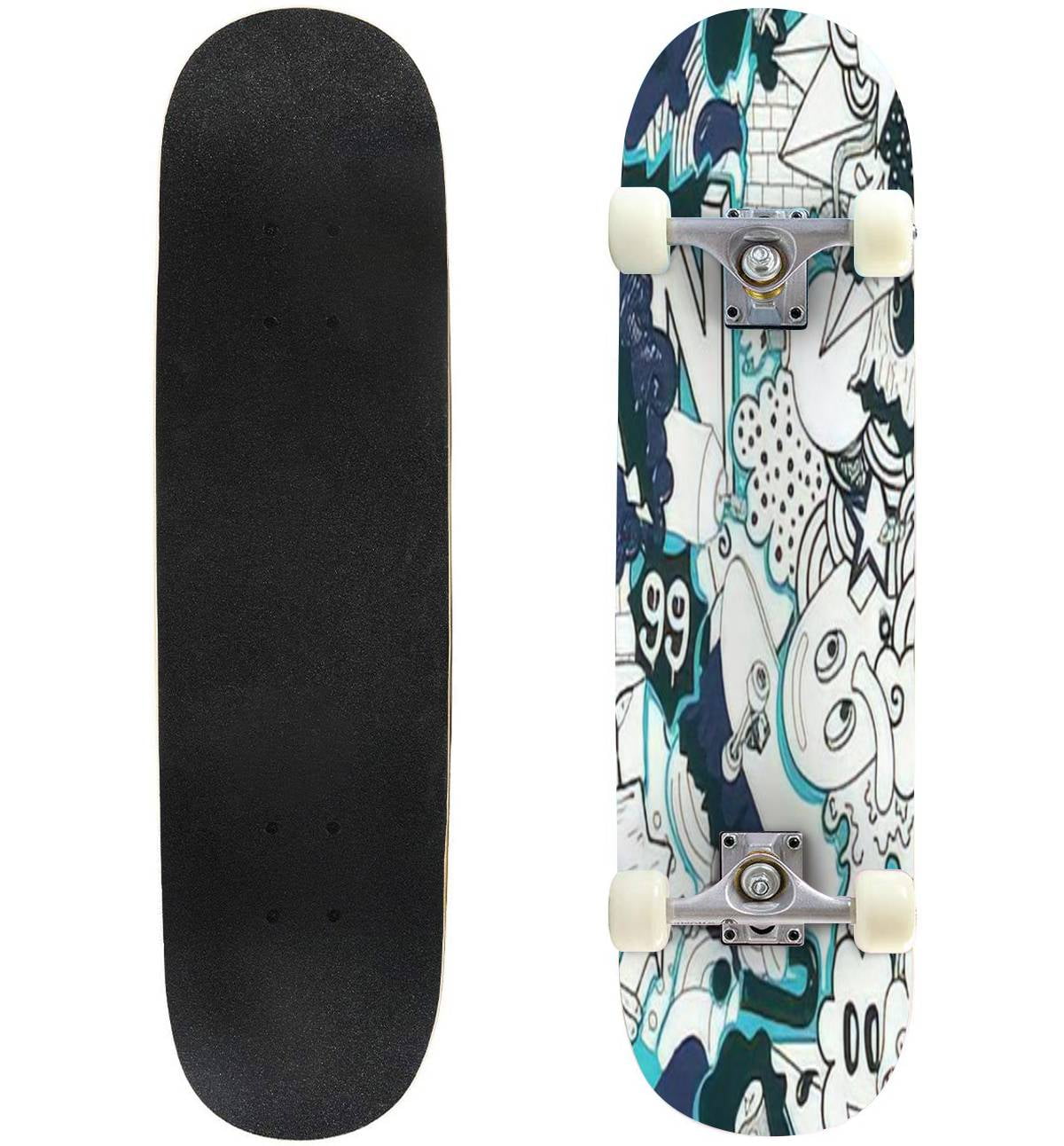 Colorful seamless pattern Graffiti doodles street art illustration in  Outdoor Skateboard Longboards 31"x8" Pro Complete Skate Board Cruiser -  Walmart.com